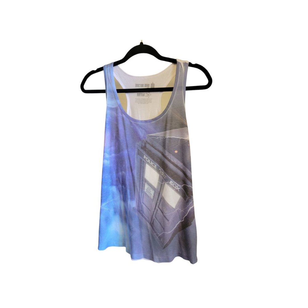 Doctor Who Tank Top| Women's Medium | Blue & White